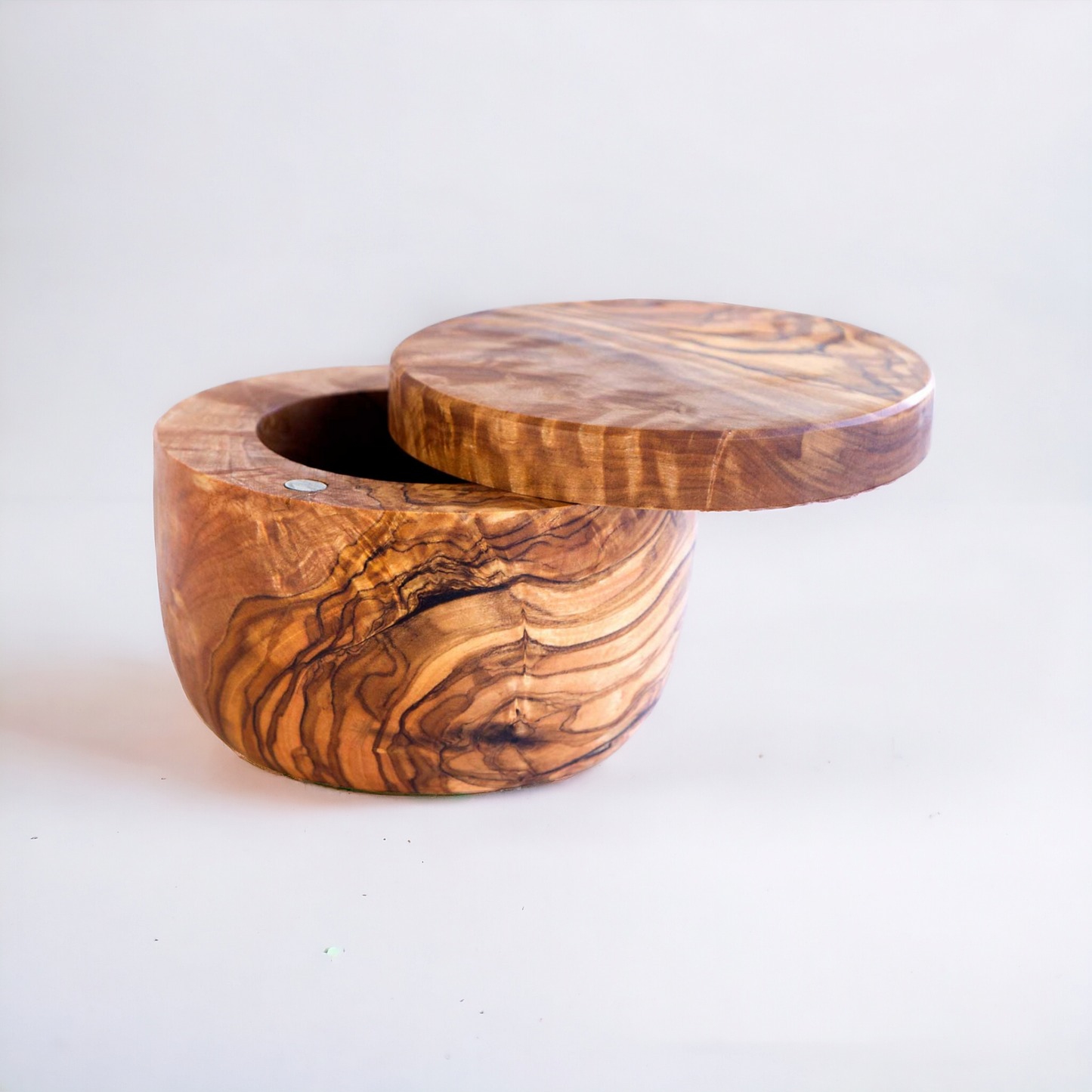 DYARI Olive Wood Salt Keeper / Cellar With Magnetic Lid