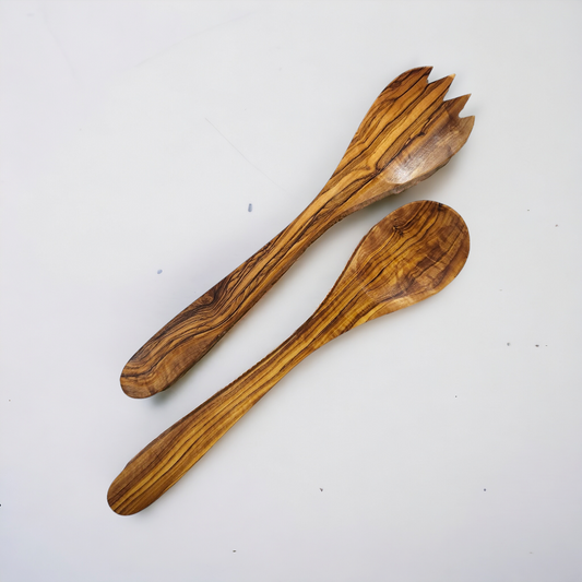 Olive Wood Salad Set