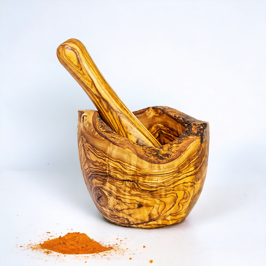 Olive Wood Rustic Mortar and Pestle Set