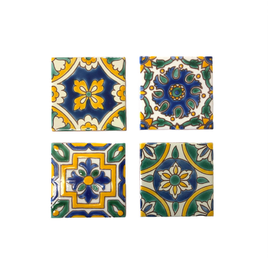 Handpainted Ceramic Coasters - Vert Eau