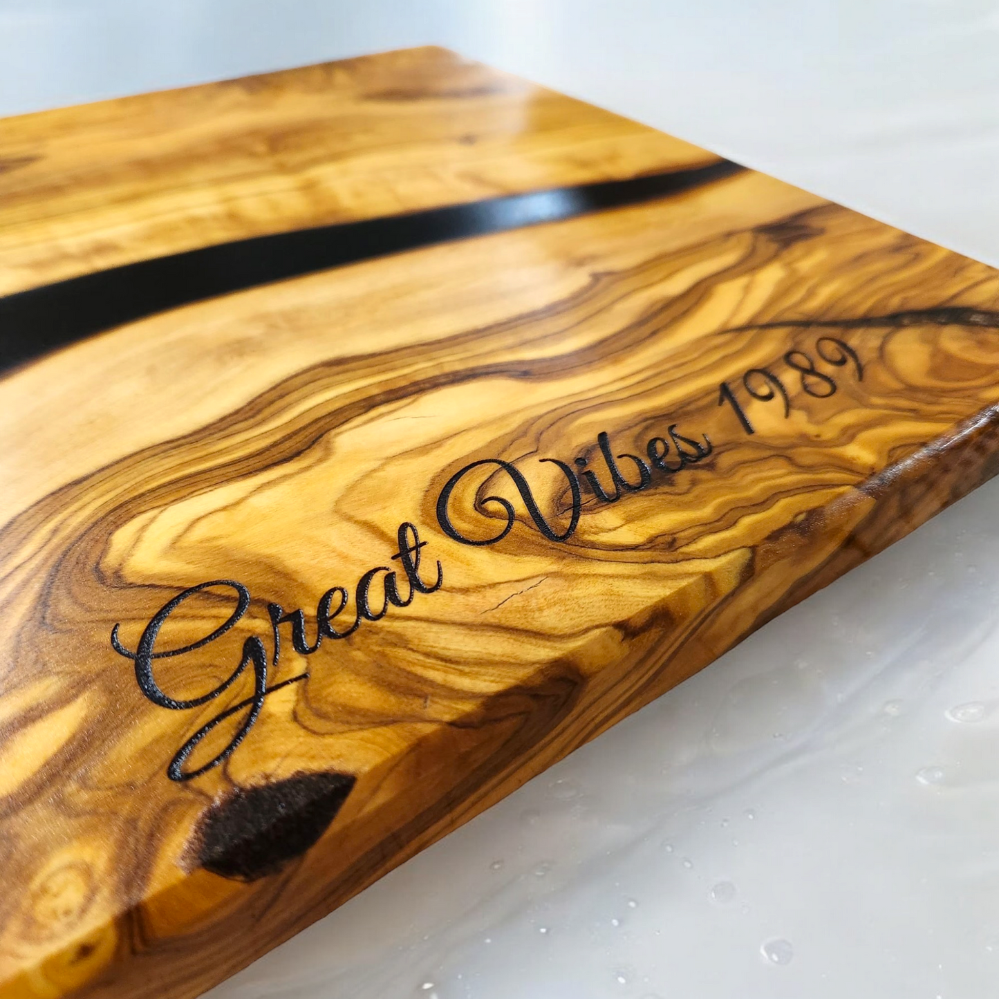 Personalized Olive Wood Epoxy Resin Board