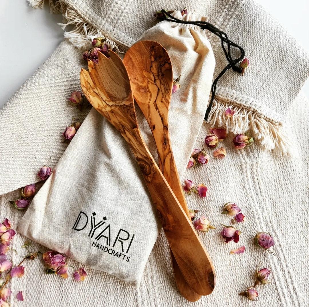 Olive Wood Salad Set - dyarihandcrafts