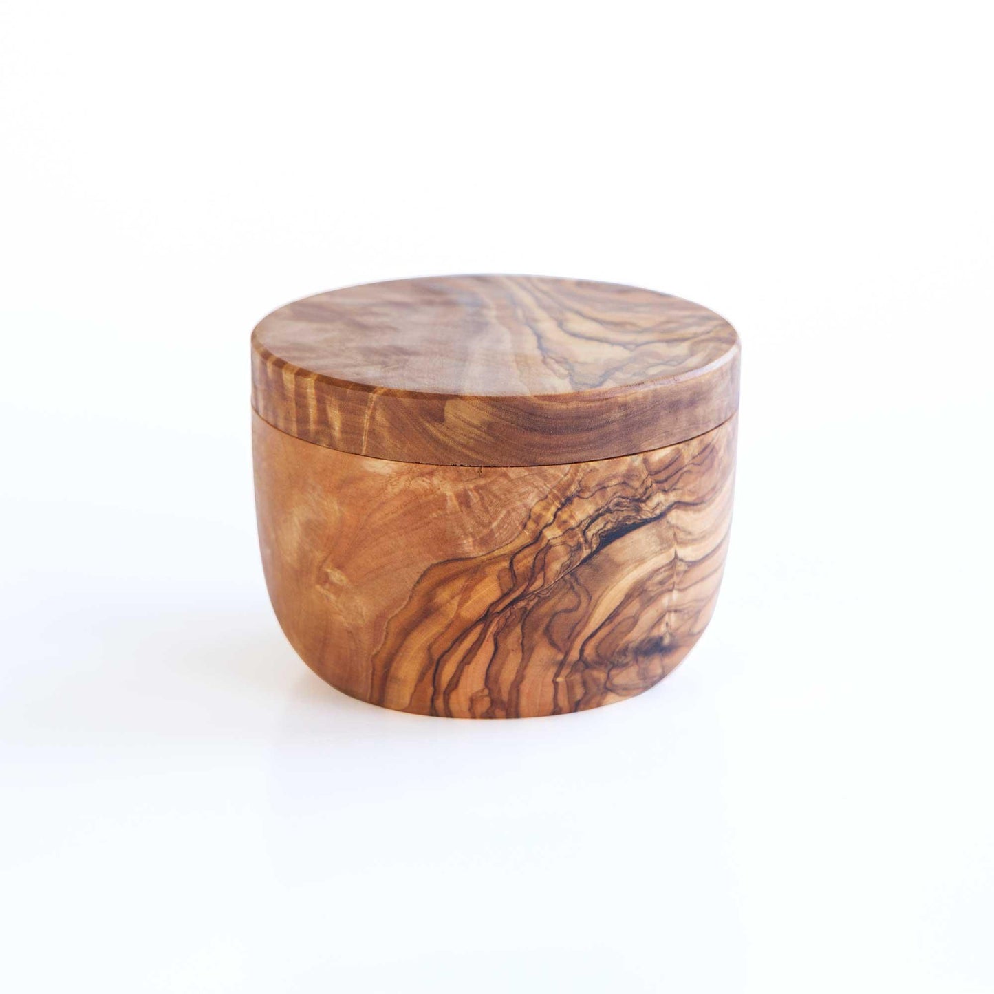 Olive Wood Salt Keeper / Cellar With Magnetic Lid - dyarihandcrafts